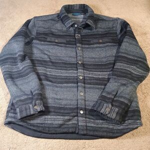 Iceburg Sweater Jacket Mens Large Knitted Button Snaps and Stripes